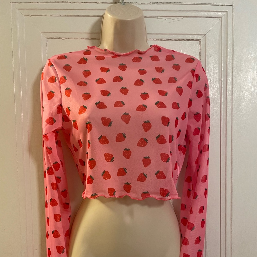 Strawberry Mesh Crop Top